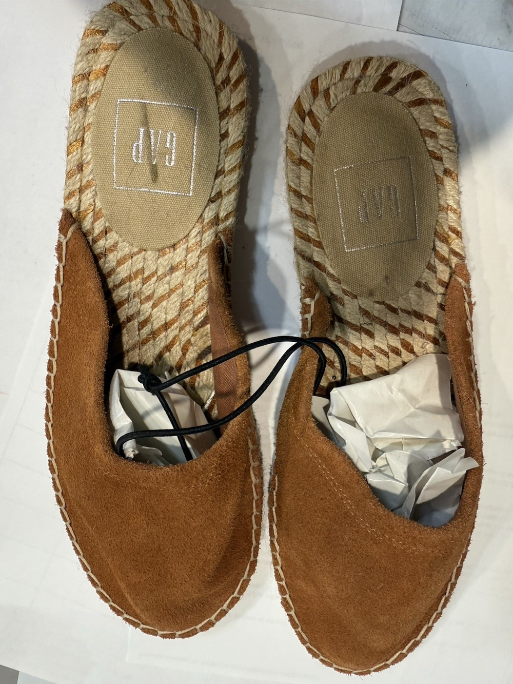 GAP Espadrille Slide On Shoes Sandals Closed Toe, COGNAC SIZE 6 (Z1212H)